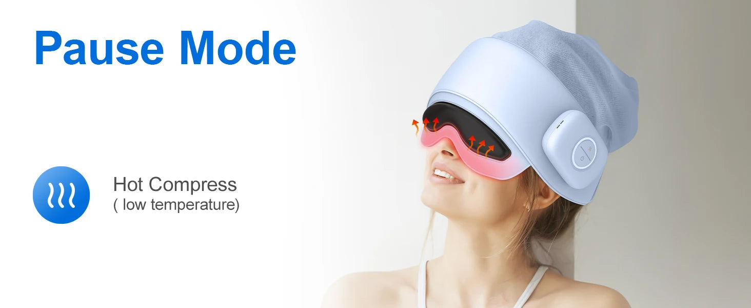 Masseur de tête pour soulager la fatigue, masseur oculaire avec chaleur, massage de la tête et des yeux pour soulager le stress, compatible Bluetooth, cadeaux idéaux